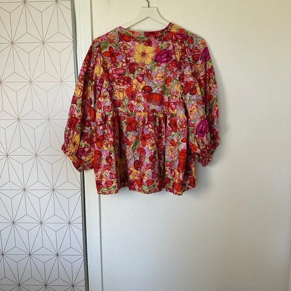 Vici Women's pandora Floral Blouse with split neck - Picture 4 of 4